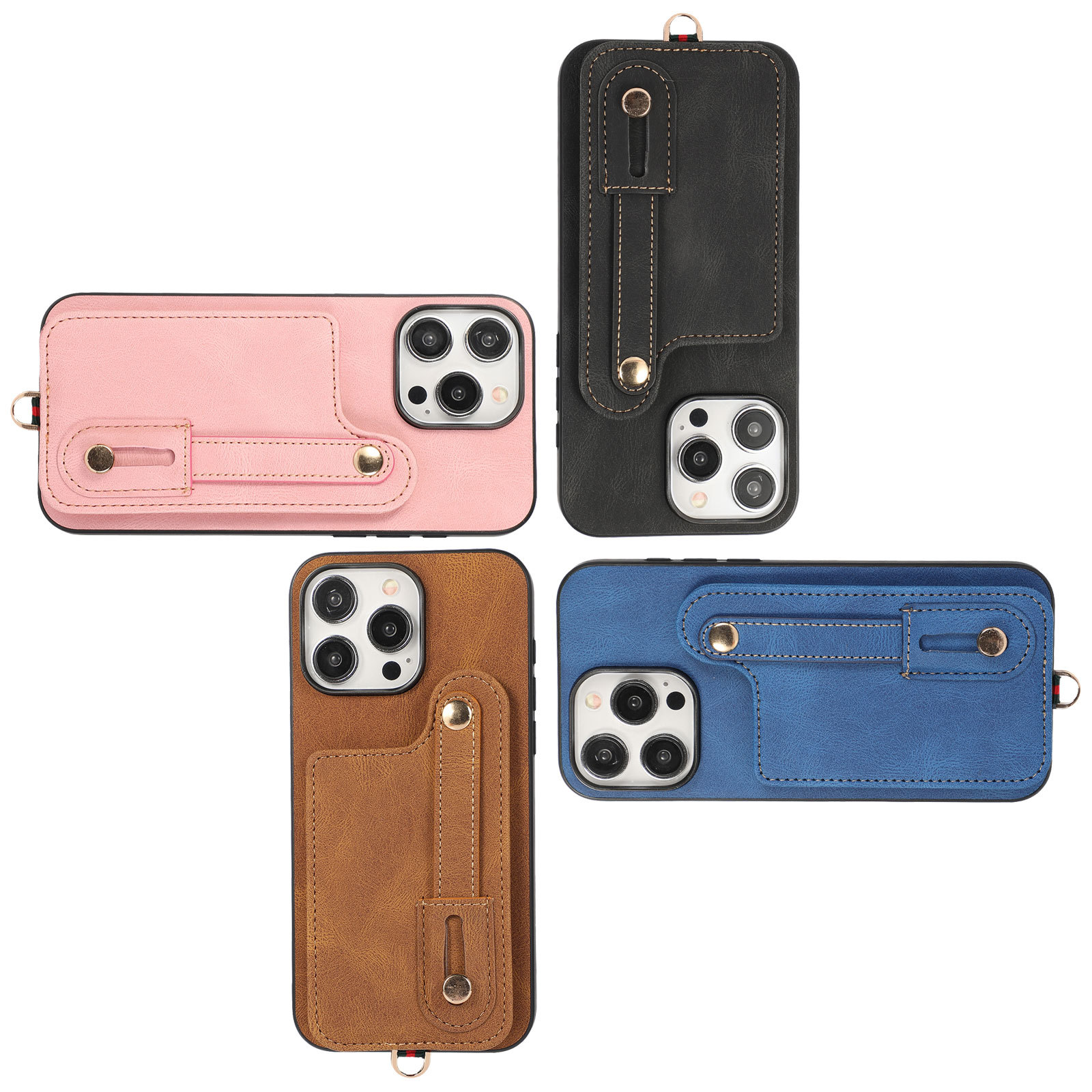 Phone Case Wallet With Wrist Strap For Iphone 15 Pro And Samsung S23u_voghion.com