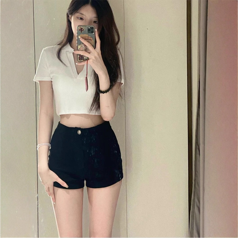 Hot Girl Four-Season Shorts, Summer High-Waisted Slimming A-Line Black Hot Pants, Tight Elastic Hot Pants, Black Lower Body Shorts for Women Hot Girl Four-Season Shorts, Summer High-Waisted Slimming A-Line Black Hot Pants, Tight Elastic Hot Pants, Black Lower Body Shorts for Women