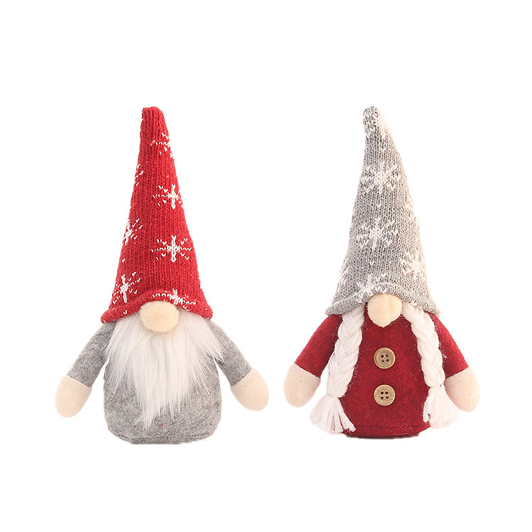 Enfeite de Papai Noel sem rosto com gorro de tricô, decoração para pendurar na árvore de Natal, estatueta de madeira feita à mão para decoração festiva em casa e para presentear._voghion.com