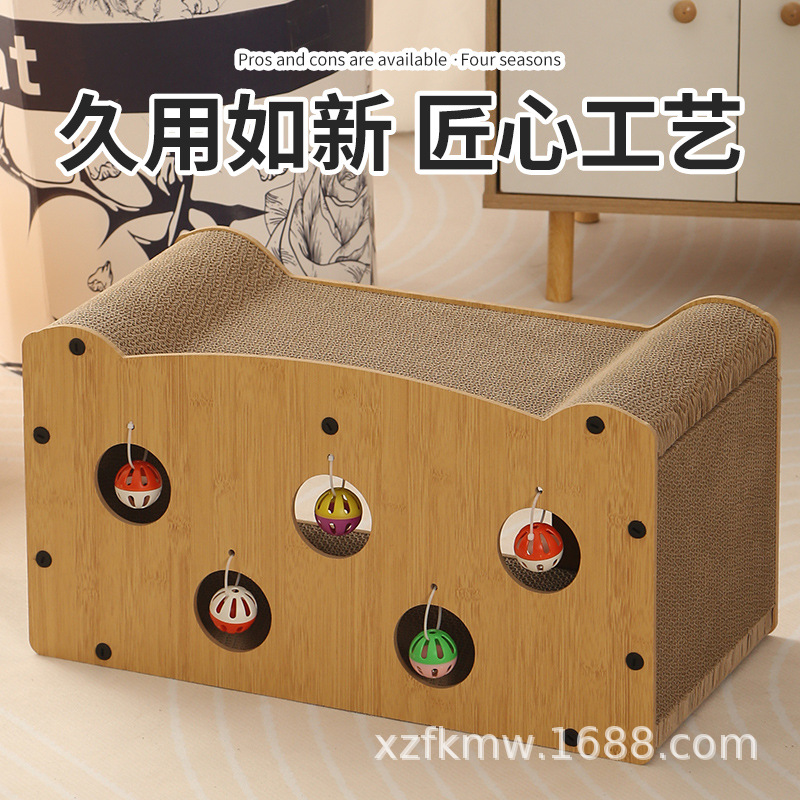 Casa de gatos de dos pisos casa de gatos nido de gato papel corrugado resistente al arañazo resistente a la mordedura no se caiga juguete de agarración de gato un cabello