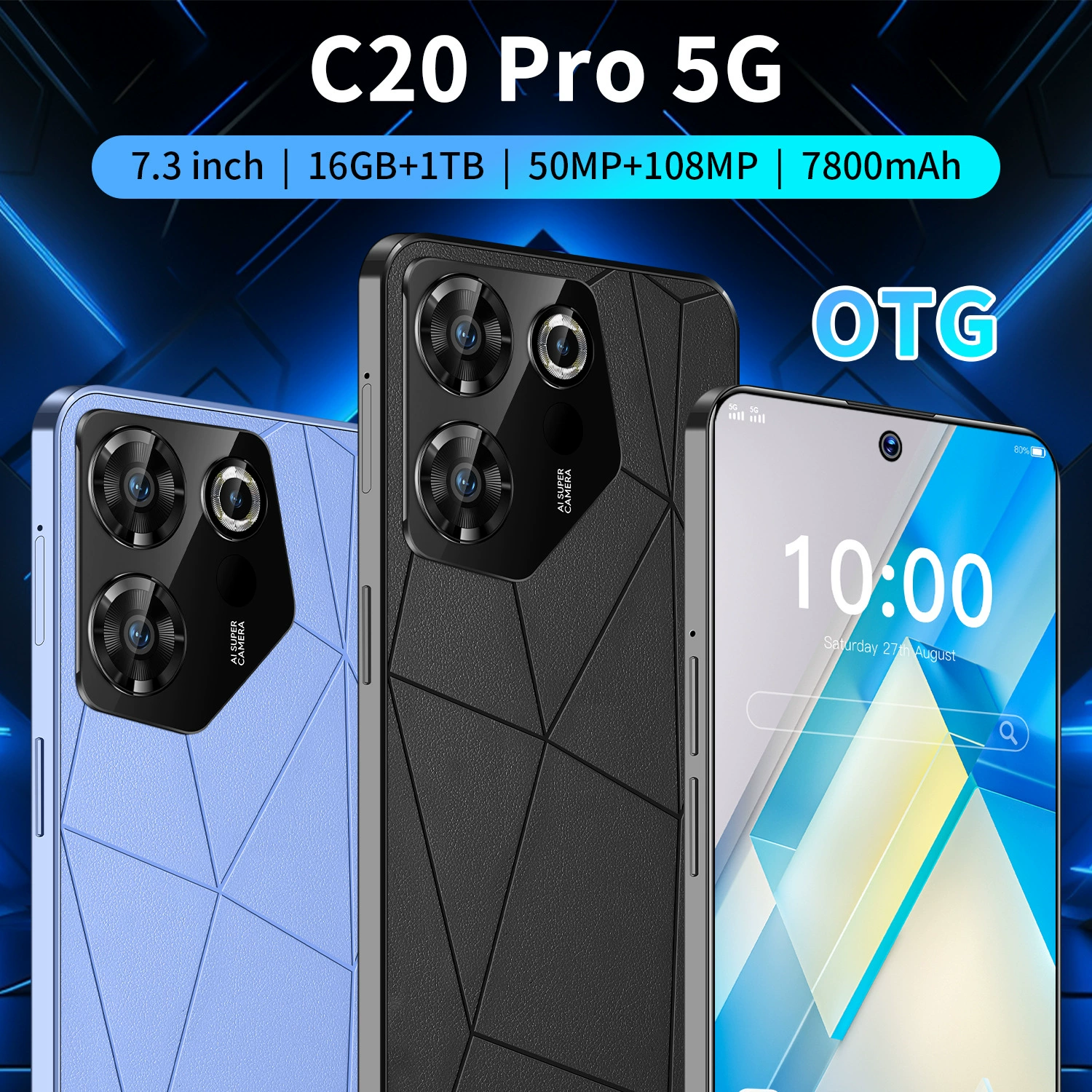 Мобильный телефон, умные часы, C20, 5G, (跨境贸易) , 7,3 дюйма, 64ГБ, оптовая торговля