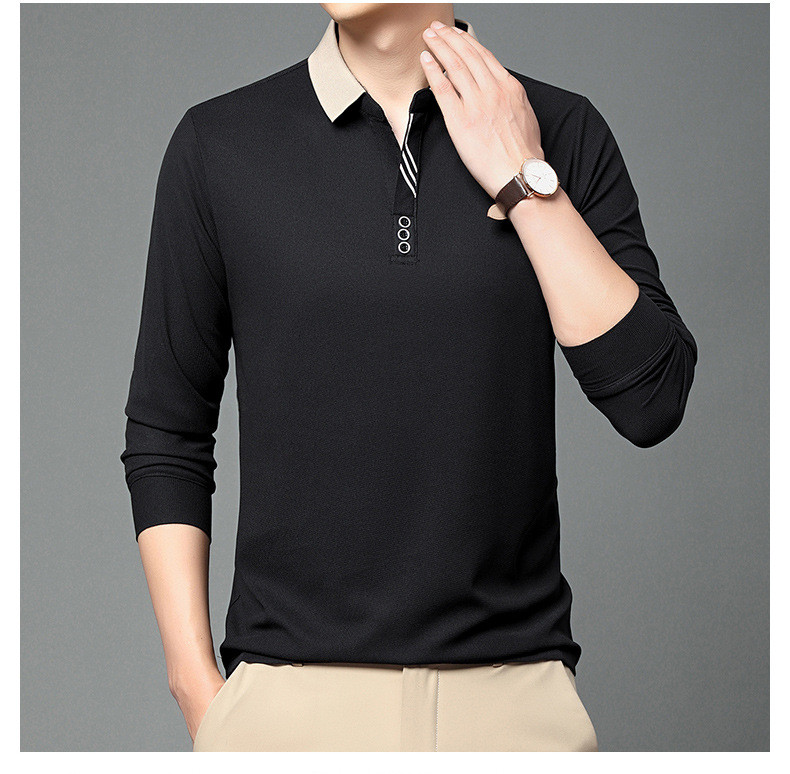 Herren Poloshirt Langarm Mit Plüschfutter Für Den Winter_voghion.com