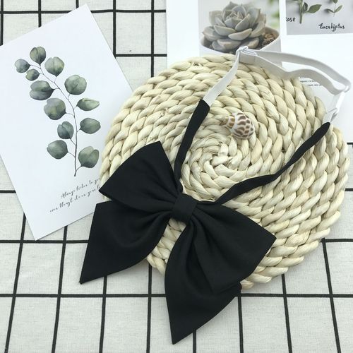 Ammonia cotton breathable JK solid color bow tie shirt women's uniform bow decoration candy color feathers college style black plaid jk