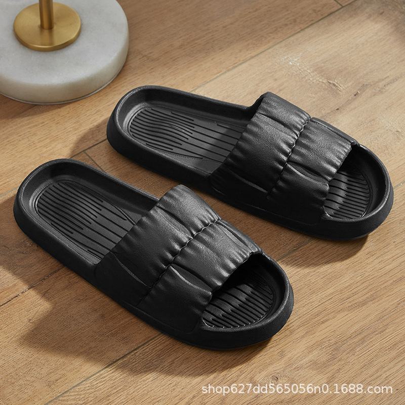 Pantuflas de suela gruesa para mujer, pantuflas de verano para interiores, antideslizantes para baño y ducha, pantuflas de suela blanda para parejas, pantuflas para hombre con sensación de pisar excrementos. image 18