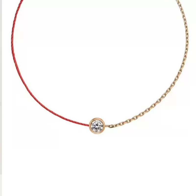 2023新年款红绳拼接手链银链镶锆国朝小红书网红同款秀气开运手链