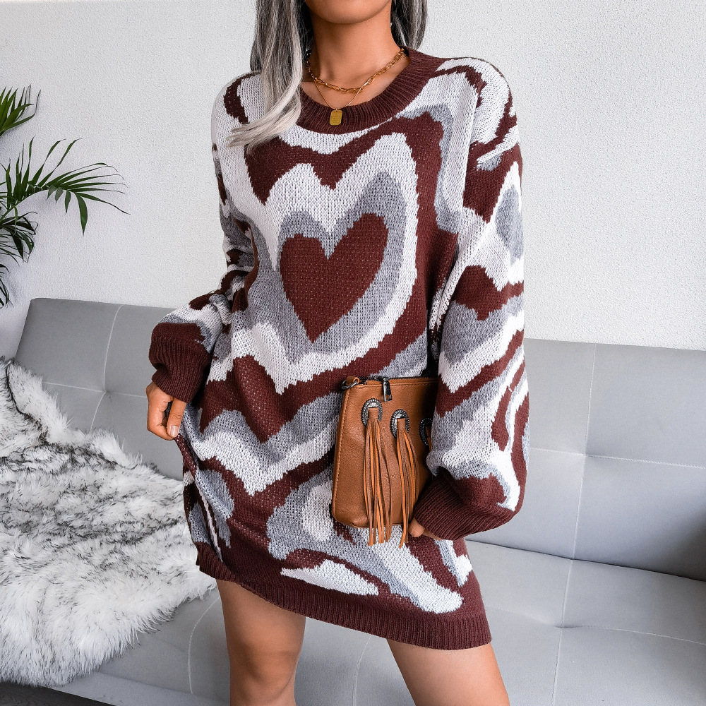 Color Contrast Loose Sweater Dress NSBJ97937