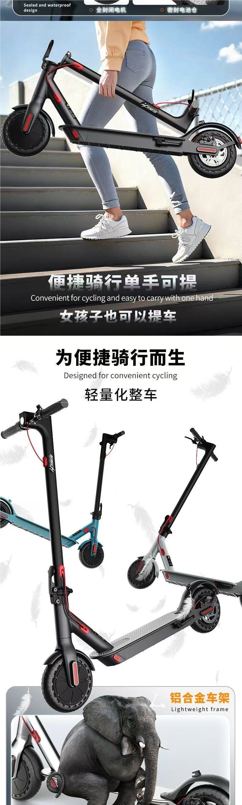 Electric scooter, foldable electric vehicle, easy to ride, lightweight two-wheeled transportation for adults, portable and compact, suitable for commuting