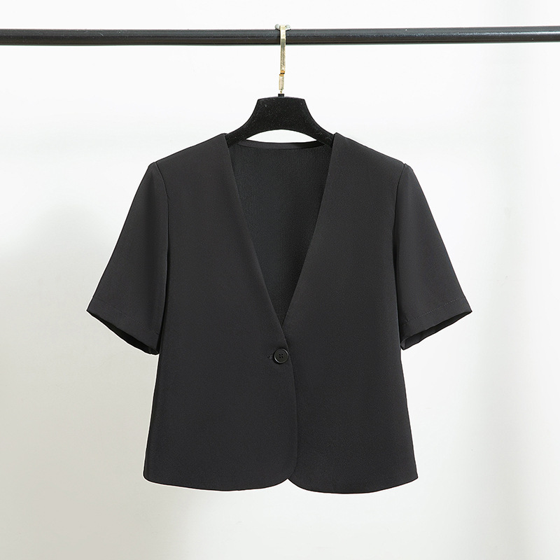 Exclusive for Petite Women: 2026 Summer Short-Sleeve Blazer for Women, Short V-Neck One-Button Slim-Fit Blazer Exclusive for Petite Women: 2026 Summer Short-Sleeve Blazer for Women, Short V-Neck One-Button Slim-Fit Blazer