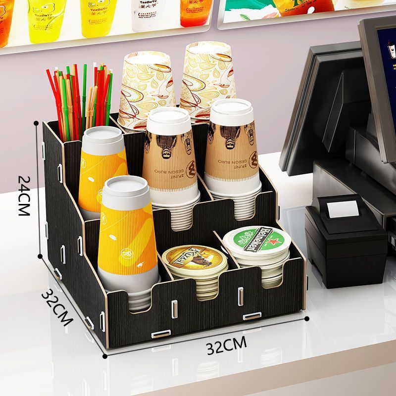 Y奶茶店 一次性纸杯架 取杯器 分杯架咖啡 吸管收纳盒吧台用品商L|undefined