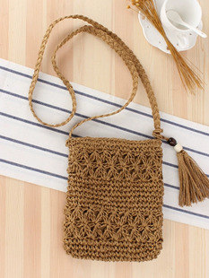 One-piece simple hollow tassel hand-woven bag for vacation beach daily leisure versatile simple women's bag