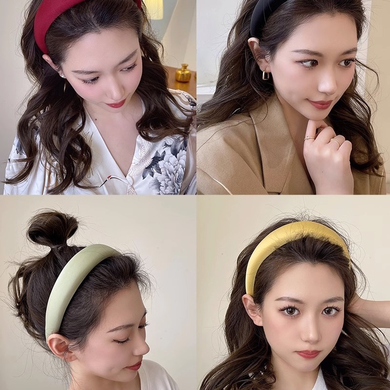 ins ~ sensación de alta calidad esponja banda de cabello para mujeres bordes anchos cabeza de cráneo alto simple abrazadera de cabello red rojo 2023 nueva cabeza