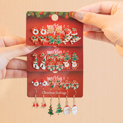 クリスマスオイルドリップサンタベルクリスマスツリーイヤリングセットイヤリングイヤリング絶妙なレリーフお祝い