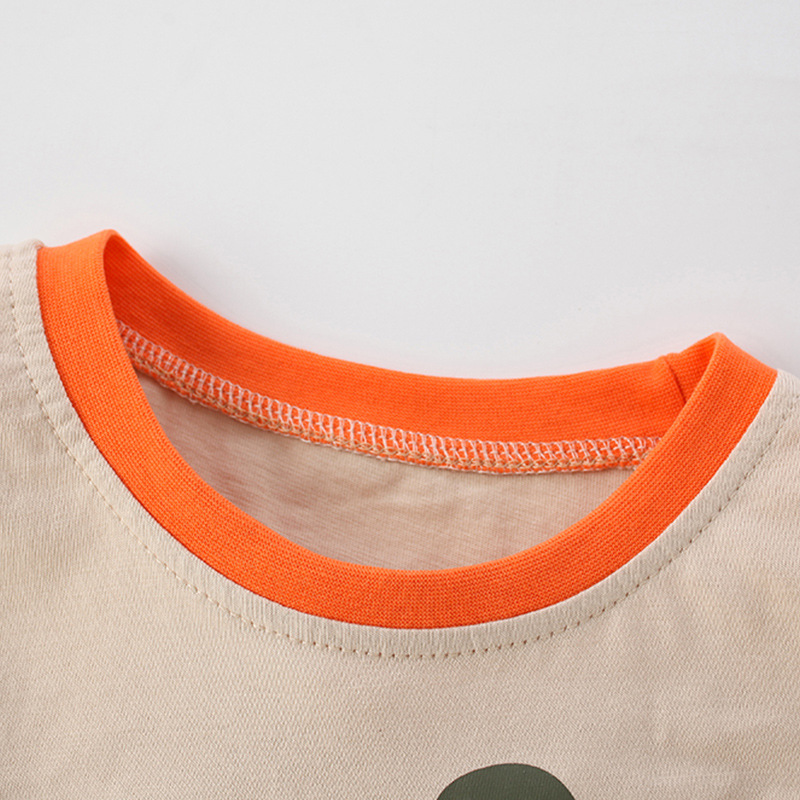 Forestkingdom algodón camiseta de manga corta para niños verano nueva camisa para niños cuello redondo dibujos animados para niños