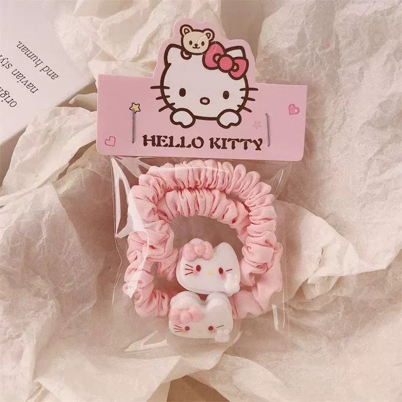 Аксессуар для волос (Hello Kitty) набор из 6 шт. — розовые заколки и резинки, пудровый дизайн