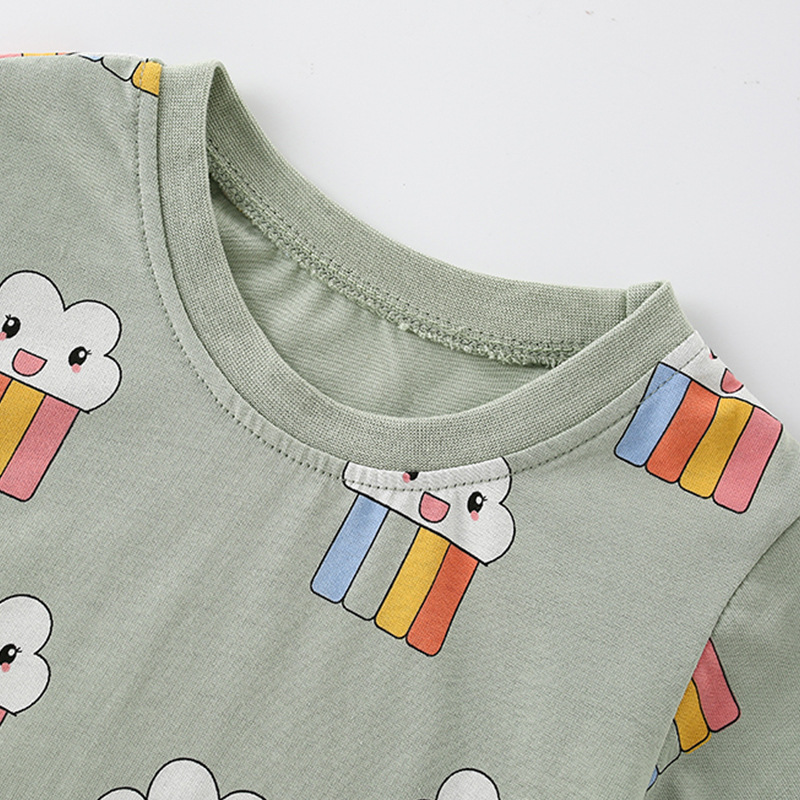 Malwee niñas cuello redondo manga corta verano nuevo estilo europeo y americano niños estilo occidental camiseta de la niña