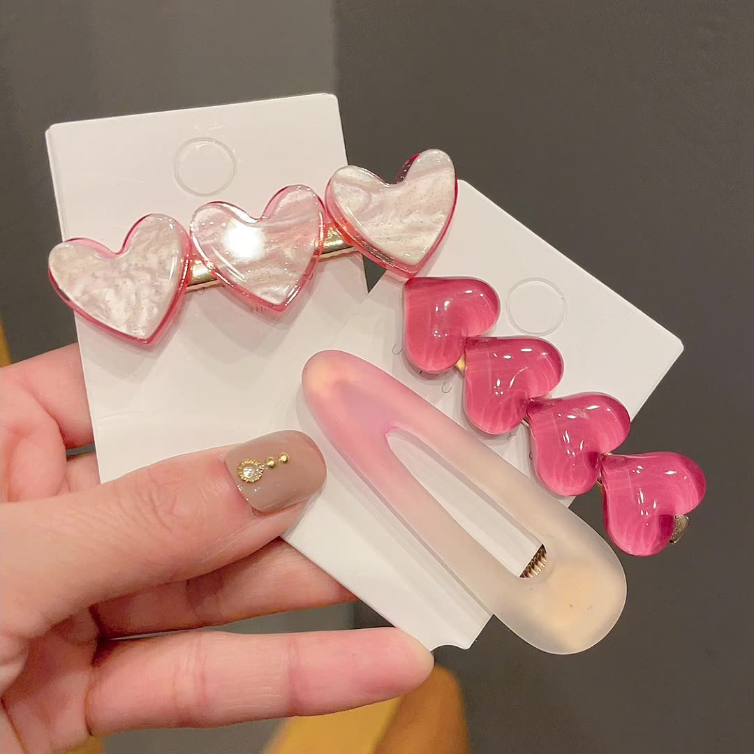 Fuchsia fresh cute hairgrip heart-shaped