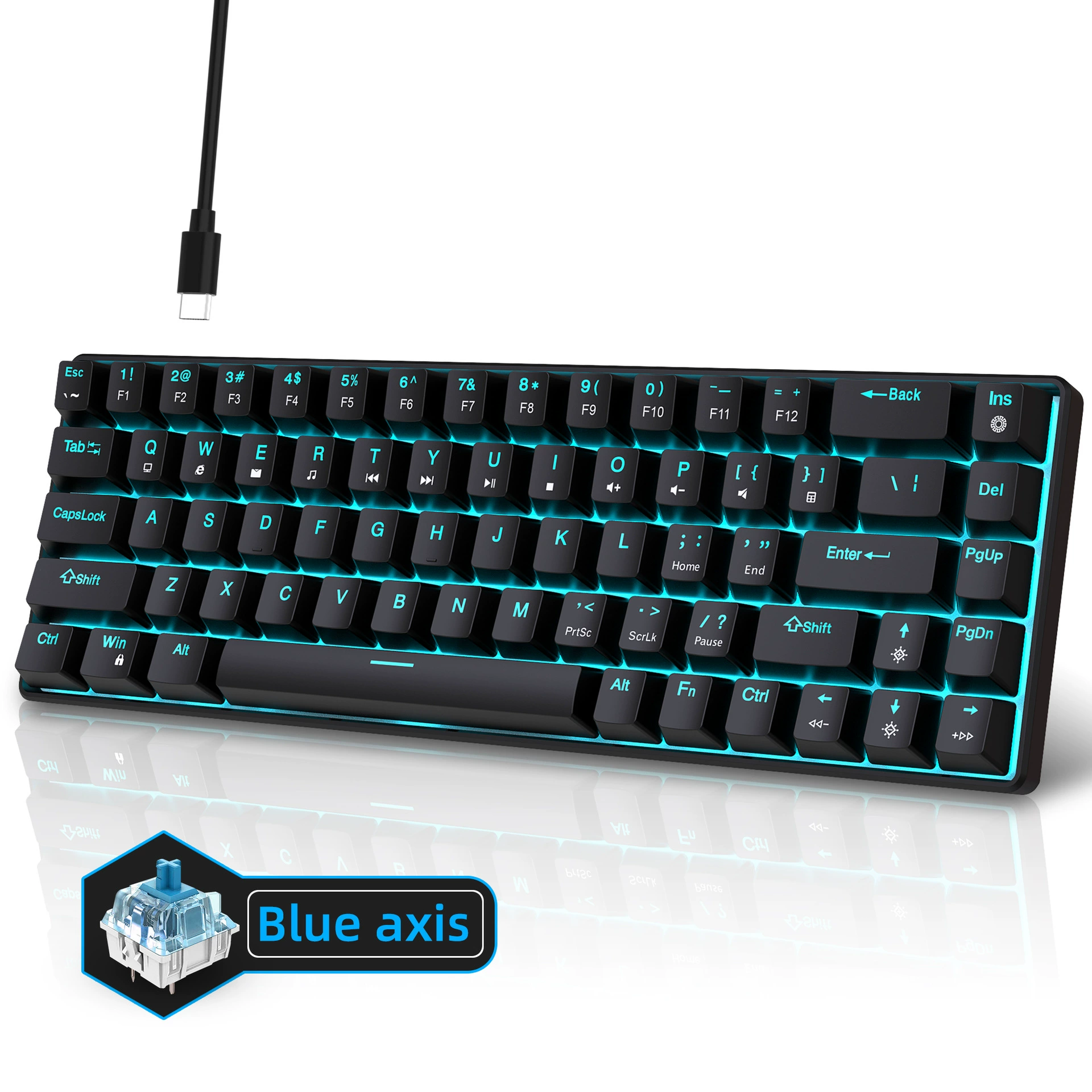 Новая проводная механическая игровая клавиатура с горячей заменой Blue Axis инженерные двухцветные инъекции клавиш Ice blue подсветка