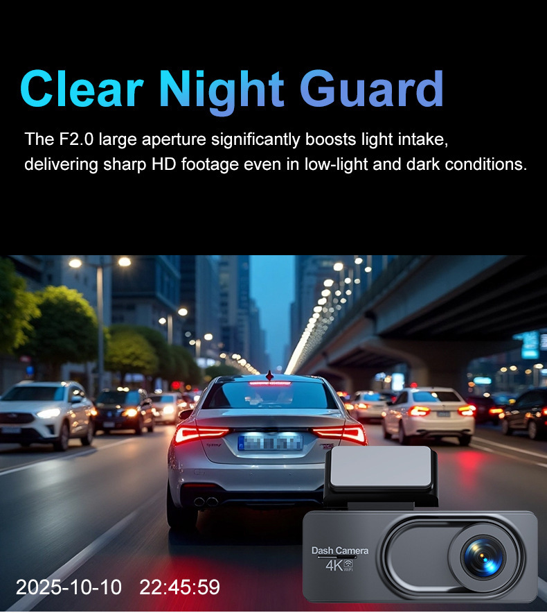 Cross-Border New Product Driving Recorder Hd 4K Front and Rear Dual Recording Mobile Phone Interconnection Gps Driving Track Car 5Gwifi