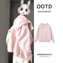 美式不规则连帽卫衣外套女秋2025新款慵懒风重磅上衣韩系chic穿搭