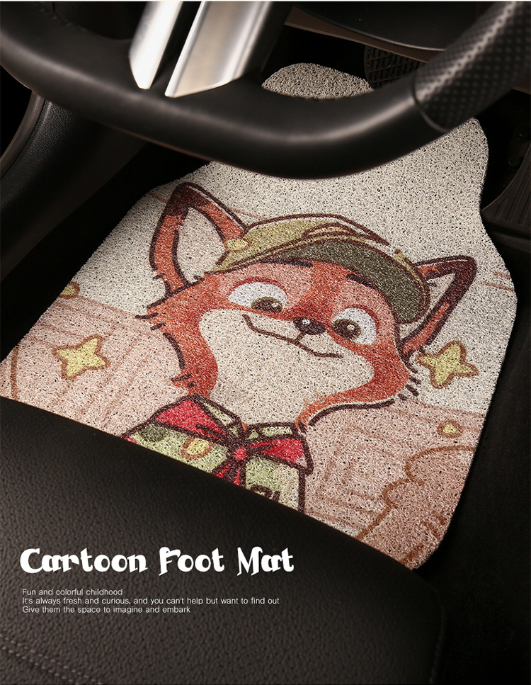 Cute Cartoon Car Floor Mat Silk Loop Single Piece High-End Car Anti-Dirty Carpet Protection Mat Thickened Universal for Girls