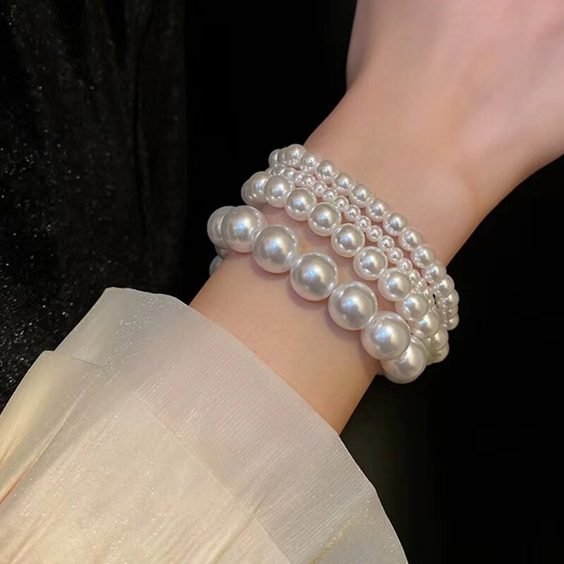 Purely Handmade Cross-Border High-Quality Resin Imitation Pearl Bracelet Wedding Photo Bride Bridesmaid Female Accessories Bracelet Purely Handmade Cross-Border High-Quality Resin Imitation Pearl Bracelet Wedding Photo Bride Bridesmaid Female Accessories Bracelet