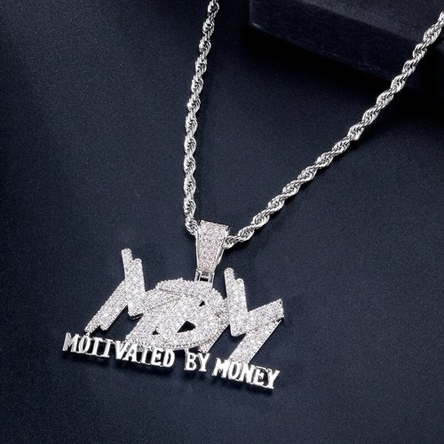 AliExpress: New European & American Style Micro-Inlaid Zircon MBM Pendant, Dual-Color Electroplated Zircon Necklace—Unisex Hip-Hop Style