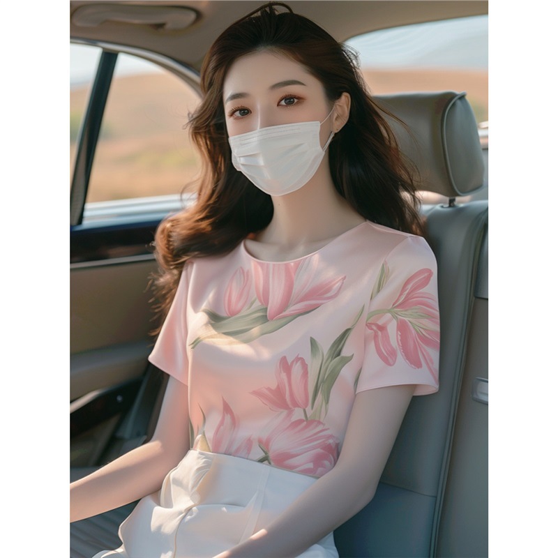 深圳南油缎面短袖女t恤2024新款爆款独特别致高级感上衣正肩体恤