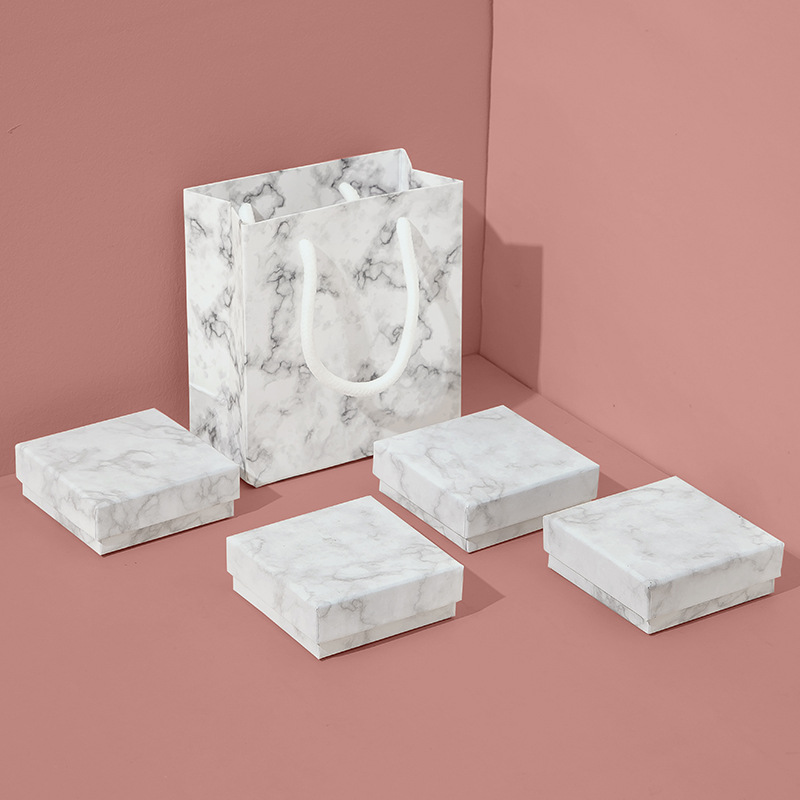 厂家批发多用ins大理石首饰盒天地盖戒指耳钉吊坠项链 饰品包装盒