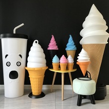 冰激凌模型大门口夏日引流招牌冰激凌吧台奶茶模型甜筒灯箱