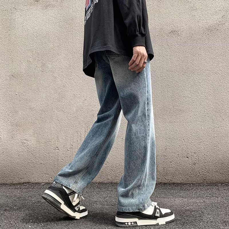 Estilo de Hong Kong hombres de moda verano nuevo estilo 2024 personalidad alfabeto jeans hip-hop ins marea calle alta tendencia pantalones guapos