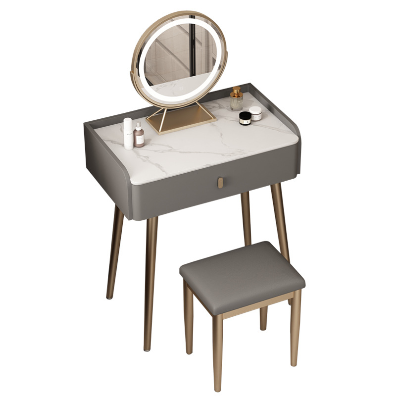 Tocador pequeño de pizarra, madera maciza, sencillo y moderno, escritorio para dormitorio, tocador de cuero, apartamento pequeño integrado, todo de madera maciza