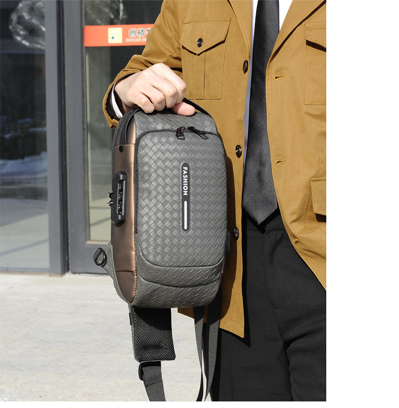 Cross-border men's chest bag, anti-theft password lock, single-shoulder bag, casual and simple crossbody bag, water-resistant outdoor storage chest bag undefined
