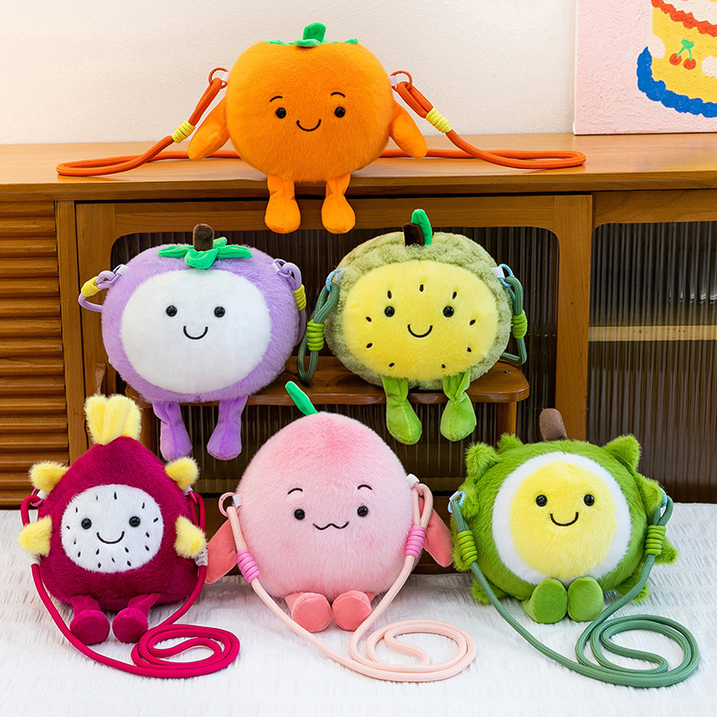 Cartoon Fruit Shoulder Bag Series Plush Toys Peach Dragon Fruit Doll Bag Fashion Children's Exquisite Gift Cartoon Fruit Shoulder Bag Series Plush Toys Peach Dragon Fruit Doll Bag Fashion Children's Exquisite Gift