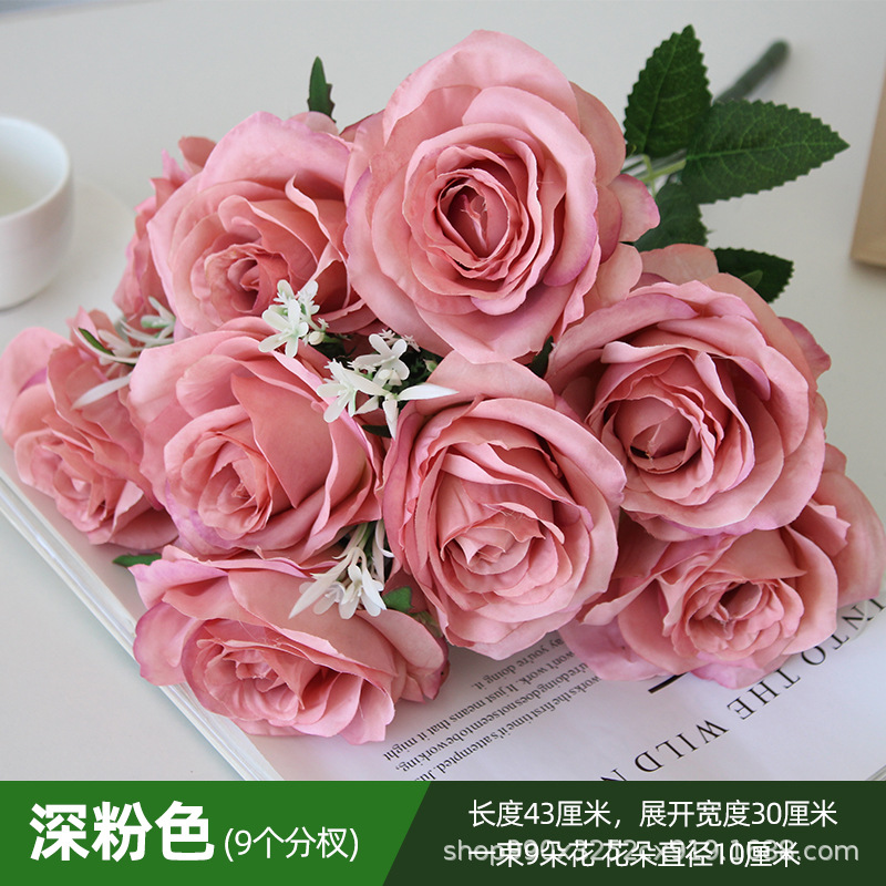 9-rama de color rosa profundo gran Manojo de Rosas