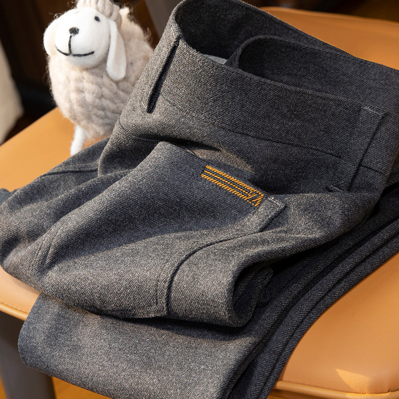 轻奢级秋冬季厚款磨毛保暖商务休闲裤男修身时尚小直筒西裤子男士