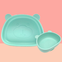 新款硅胶餐盘母婴喂养宝宝卡通小熊硅胶吸盘碗防打翻环保硅胶餐盘