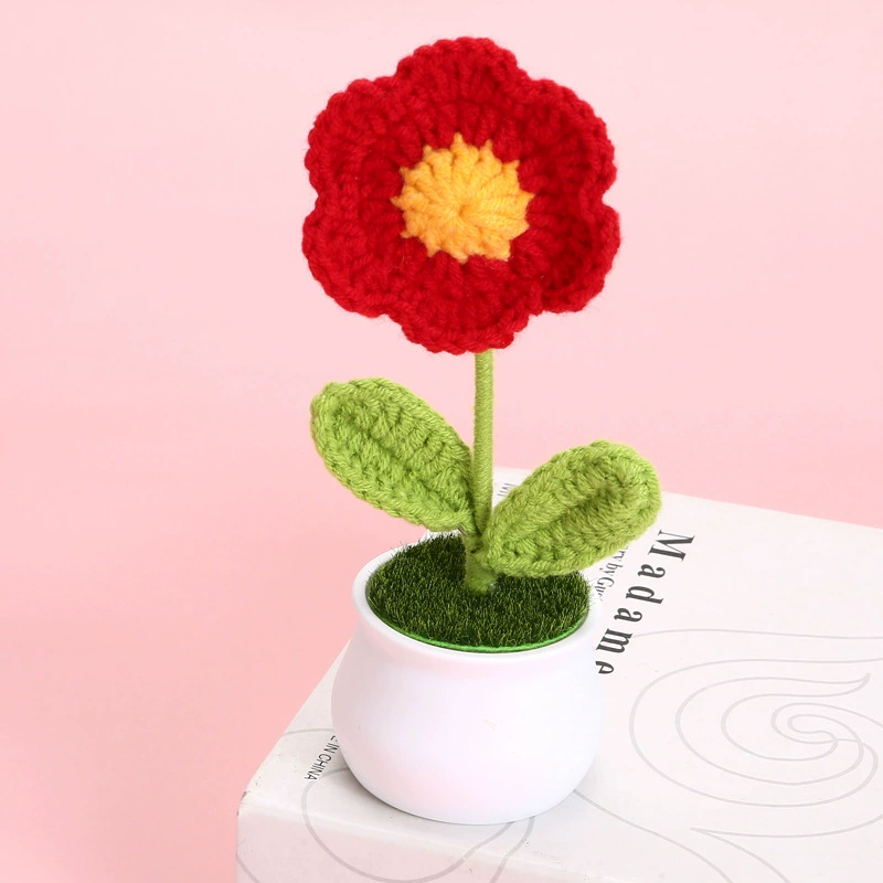 Wool woven woven lavender potted small safflower small daisy potted office home small decoration manual simulation flowers