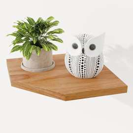 跨境墙角多层置物架木质墙面搁板螺丝固定木制墙壁摆件储物架