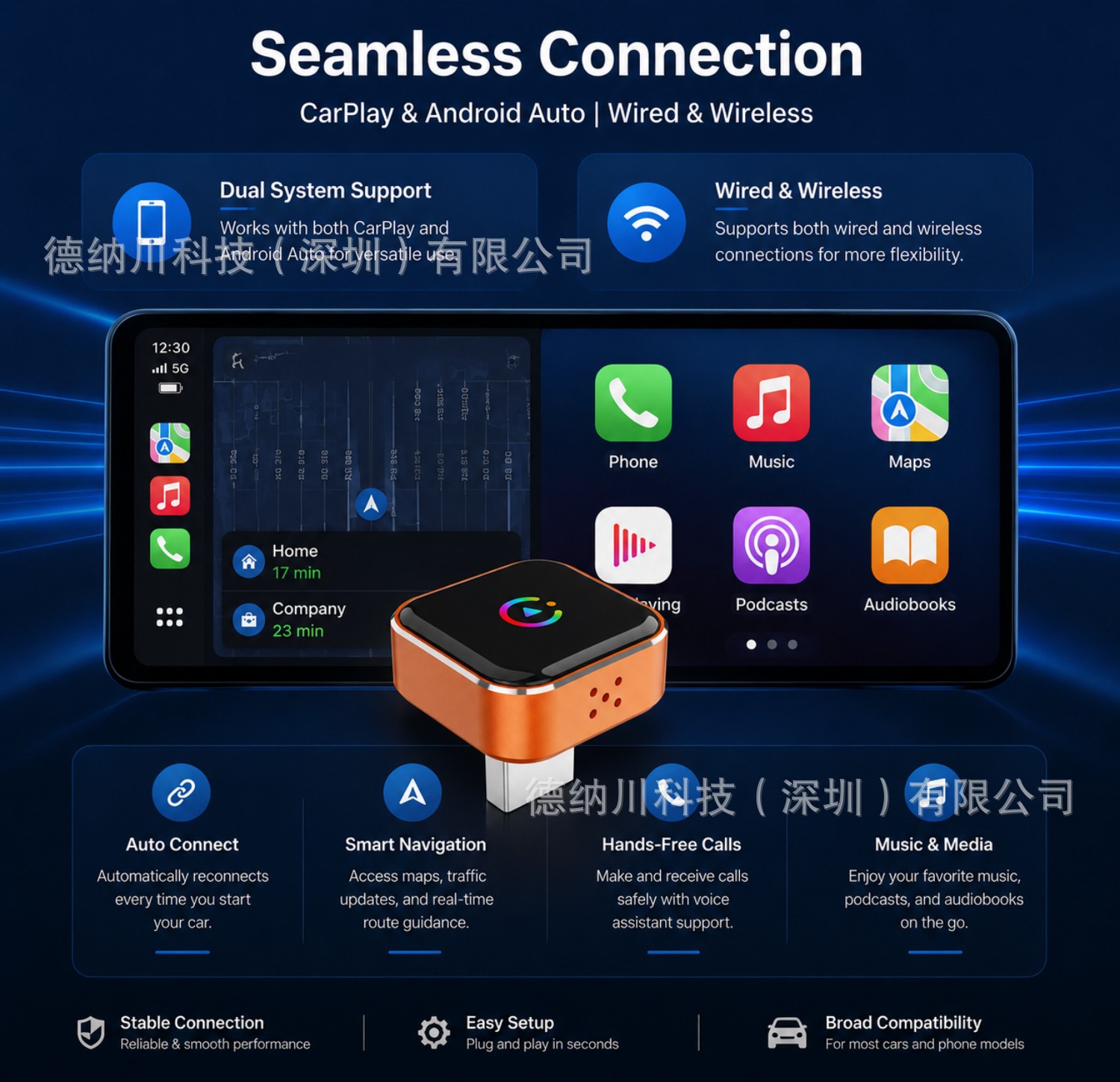 Best-selling wireless CarPlay box AndroidAuto adapter 2-in-1 smart module car-machine interconnection box