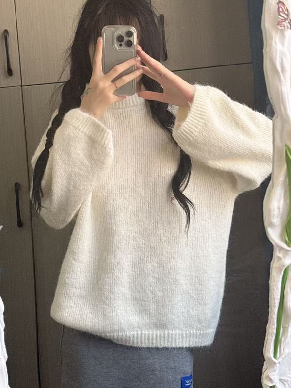 YS秋冬韩系高级感小女人气质设计感露背针织衫波点丝巾软糯毛衣女|undefined