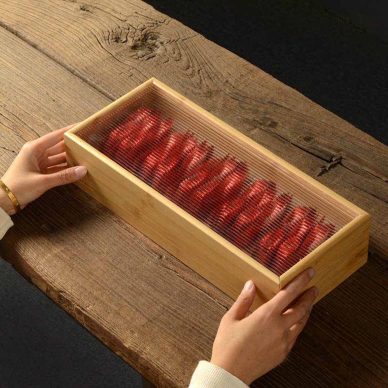 竹木盒子长方形抽拉实木小盒子滑盖木质复古收纳盒茶叶包装礼品盒