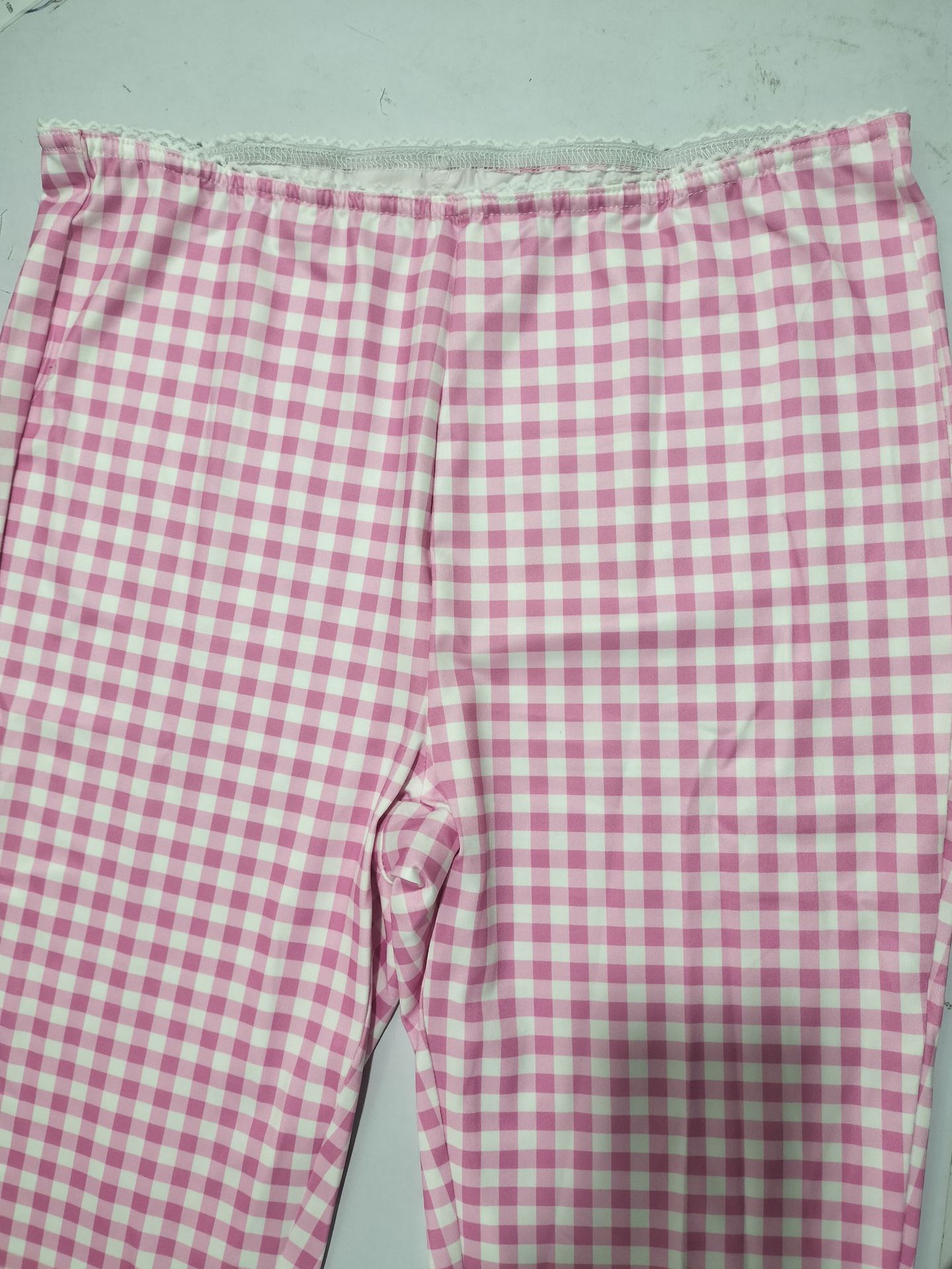 Women's Red Plaid Knit Stretch Leggings Casual Pants For Spring/Summer Style_ecoleips.com