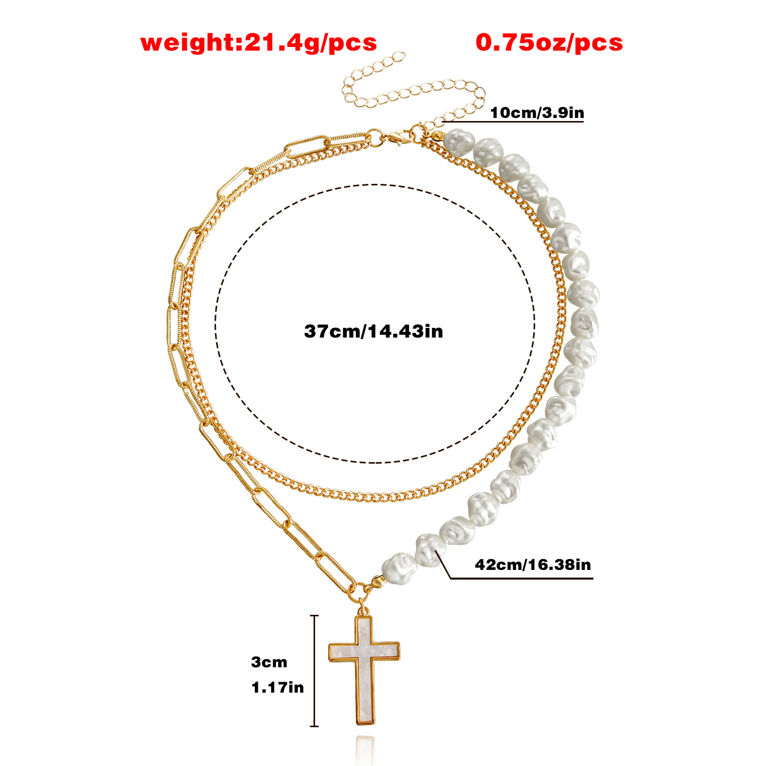 Elegant Cross Alloy Plating Artificial Pearls Shell Women's Layered Necklaces display picture 1