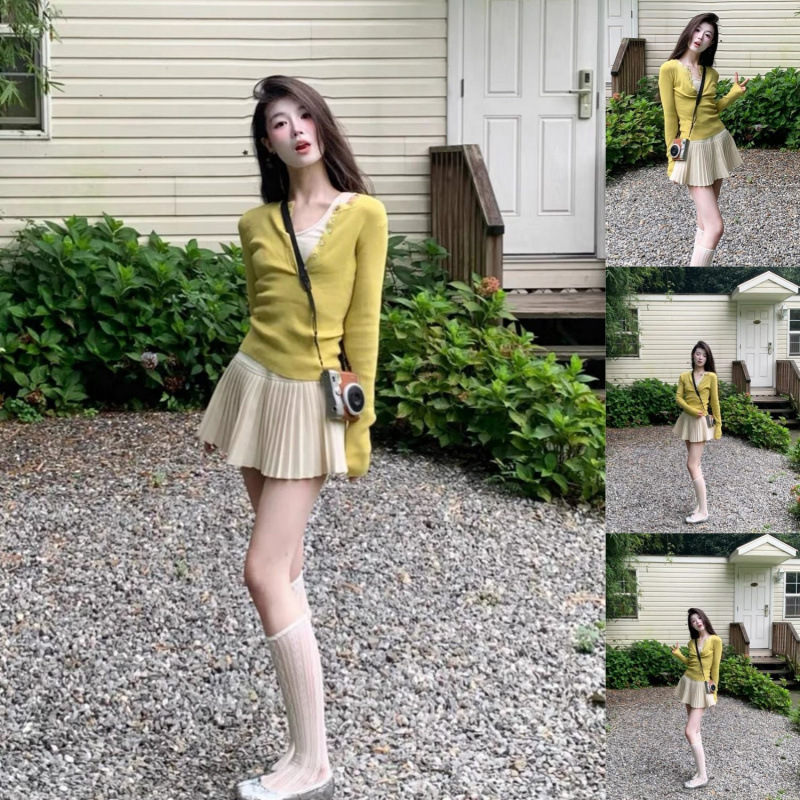秋季新款时尚盐系小个子减龄穿搭甜美小香风上衣半身裙两件套装女