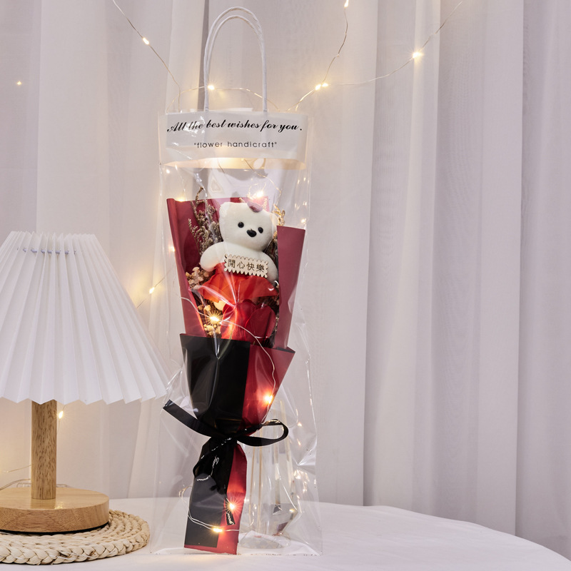 一朵花+小熊 红色