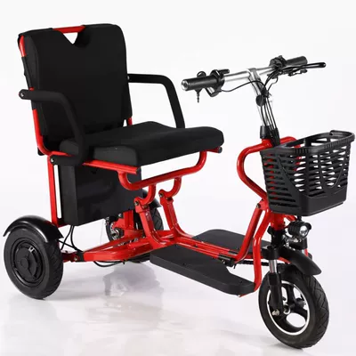 Amazon Foldable Electric Tricycle, Electric Scooter, Mobility Scooter, Skateboard Scooter, Elderly Mobility Scooter, Dropshipping (Elektrikli skuterlər) - red-10a-lithium-battery-about-25km
