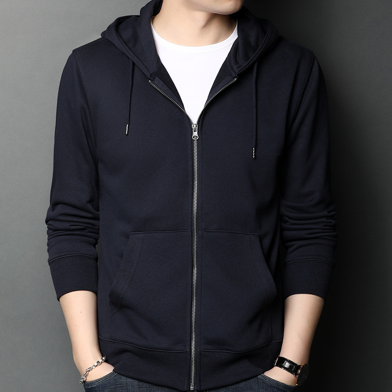 Hooded men's sweater trendy cardigan sports Spring and Autumn men's long-sleeved zipper shirt cotton casual jacket fashion