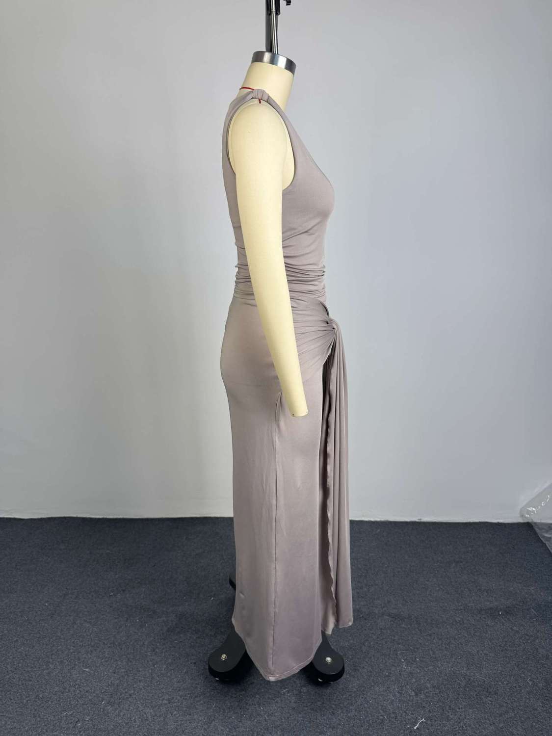 Women's Clothing Summer Style Women's Elegant Solid Color Sleeveless Top And Tie Up Slim Skirt Set Clothing_ecoleips.com