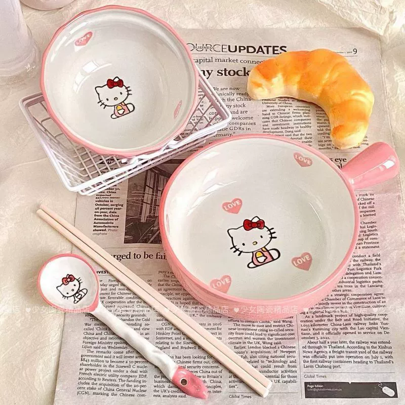 Керамическая посуда (Hello Kitty), высококачественная подглазурная роспись, наборы