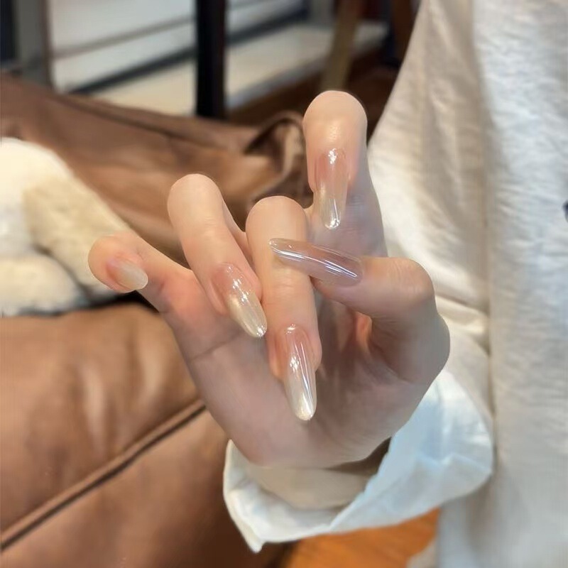 Hailey Little Bulb Handmade Wearable Nail Cat Eye Almond Manicure Yellow Black Skin Giant White Milky White Gradient Nail Patch Hailey Little Bulb Handmade Wearable Nail Cat Eye Almond Manicure Yellow Black Skin Giant White Milky White Gradient Nail Patch